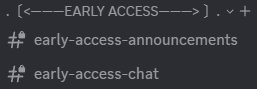 Private early-access announcements and chat channels in Discord
